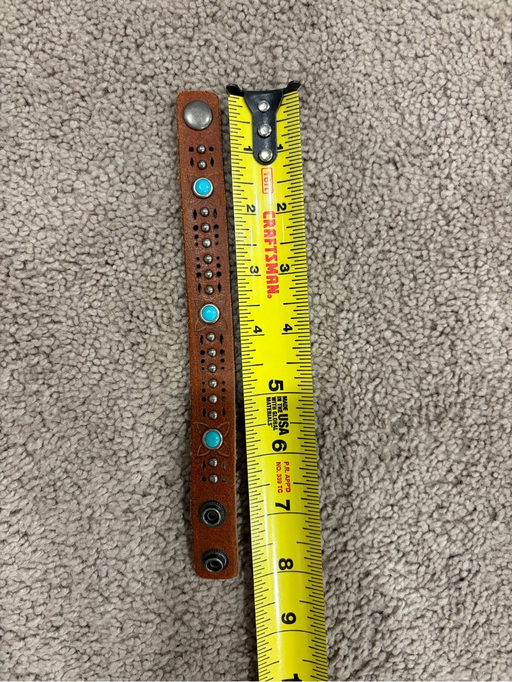 Pioneer Woman Brown Leather Bracelet with Turquoise Studs - Picture 4 of 5